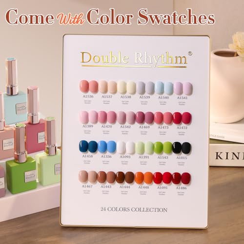 Double Rhythm 28Pcs 0.5Oz Gel Nail Polish Set Same Color Same Bottle Gel Polish Kit Nail Art Manicure Salon DIY at Home for Women (White Pink Collection-T24-2) - color: Burgundy Blue Green