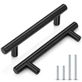 Probrico (5 Pack 3-3/4 Inch Hole Centers Cabinet Handles Black Kitchen Cabinet Pulls, Euro T Bar Drawer Handles Dresser Cabinet Pulls Hardware, 6 Inch Total Length - color: Black, size: hole center 3-3/4"