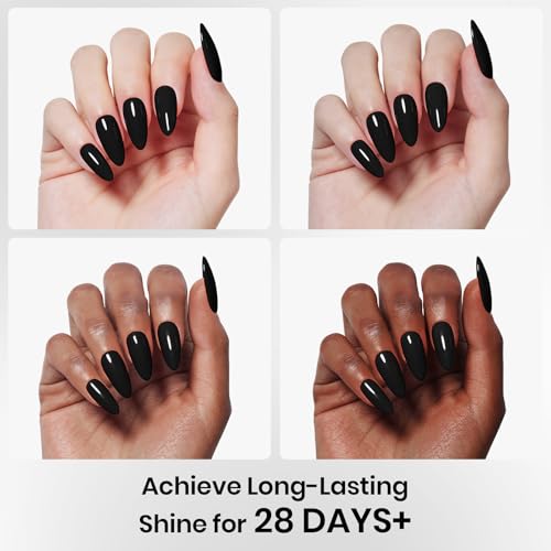 Beetles No Wipe Gel Top Coat Base Coat & Black Gel Nail Polish 3Pcs 15ml - color: D-Black-3