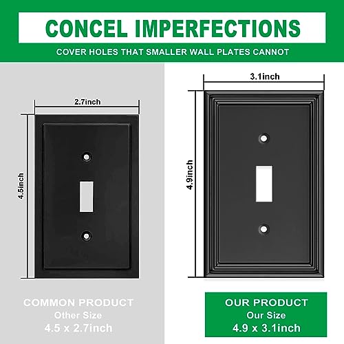 4 Pack Black Modern Decorative Wall Plate Single Toggle Light Switch Cover - size: 1 Gang Single Toggle