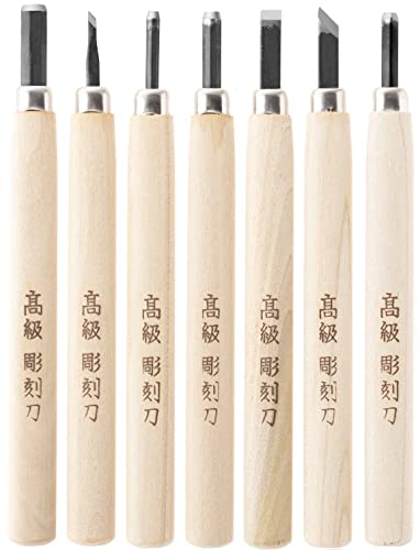 KAKURI Japanese Wood Carving Tool Set for Beginners 7-Piece - size: 7 Pcs