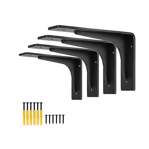 6"x 4"Shelf Bracket ,L Shelf Brackets,max Load 300lbs, Premium Alloy Metal Heavy Duty Shelf Bracket, high Strength Mounting Hardware Included, countertop Support, Pack of 4. (6 INCH x4 INCH) - size: 6 INCH x 4 INCH (L Beam)