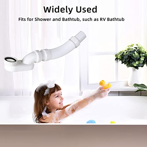 Flexible Freestanding Tub Drain Kit - Low Profile Flat P Trap for Bathtub Shower Drain Pipe - 1 1/2 inch Diameter - style: One end thread