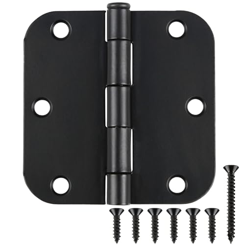 TDCHINGES 3 1/2" Matte Black Door Hinges 3.5" Rounded Flat 5/8" 42 Pack - color: Matte Black, size: 42 Pack