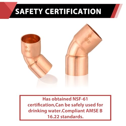 1 Piece EFIELD 2" C X C Copper 45 Degree Short Turn Elbow - size: 2"x2", style: 45 Degree