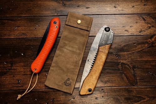 Campcraft Outdoors Folding Saw Pouch | Pruning Saw Sheath | Waxed Canvas Tool Pouch (11" inch) | 11-inch L x 3.5-inch W | Khaki - size: 11 inch
