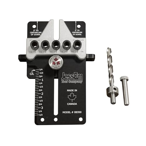 JessEm 08350MK Dowel Jig Master Kit, 1/4 3/8 1/2 Doweling Jig Woodworking