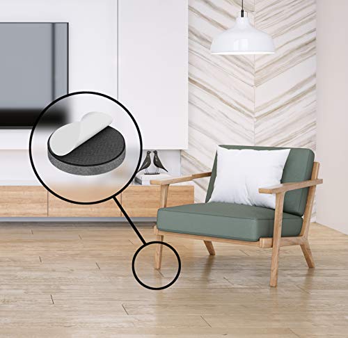 Slipstick Premium Wool Felt Furniture Pads/Floor Protectors (1 Inch Round Value Pack) Includes 40 Heavy-Duty Felt Chair Leg Pads with Self-Stick Adhesive, Gray, CB115 - size: 1" Round Value Pack