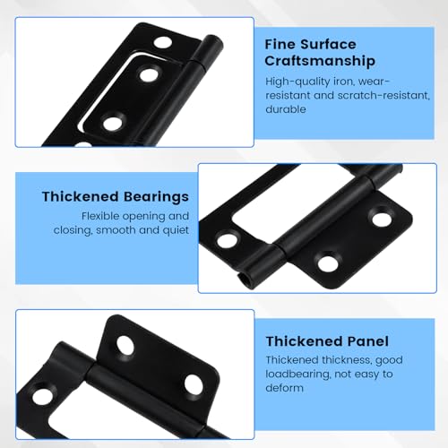 SDTC Tech 4-Pack Non-Mortise Door Hinges Bifold Butt Cabinet Hinges with Screws for Furniture Windows Cupboard etc. - 2 x 0.9 Inch, Black - color: Black