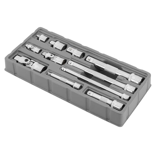 Ingersoll Rand 11-Piece Socket Accessory Set, Chrome Vanadium Steel, Includes U-Joints, Adapters & Extensions in 1/4", 3/8", 1/2" Drive, with Thermoform Organizer Tray – 752055X - style: Socket Accessory