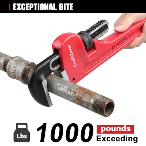 14-Inch Aluminum Pipe Wrench, 14-Inch, Heavy-Duty Adjustable Straight Plumbing Wrench, Drop-Forged Jaw, Lightweight Design, Versatile for Plumbing & Home Repair - size: 14IN