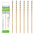 5/32" x 6" Extra Long Drill Bit (6 Pack), Aircraft Extension Drill Bits M2 High Speed Steel for Wood, Soft Metal, Plastic - size: 5/32 in