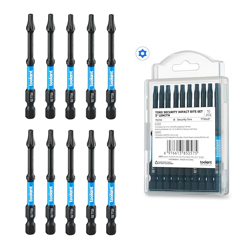 toolant 10PCS 3" Impact Torx Bit Set TT20 S2 Steel Security Torx - size: TT20(3"*10pcs)