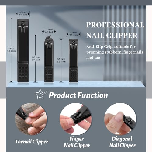 Manicure Set Nail Clipper Kit Pedicure Manicure Kit 12 In 1 Professional Pedicure Set Women Mens Personal Care Set with Travel Case Black - color: black