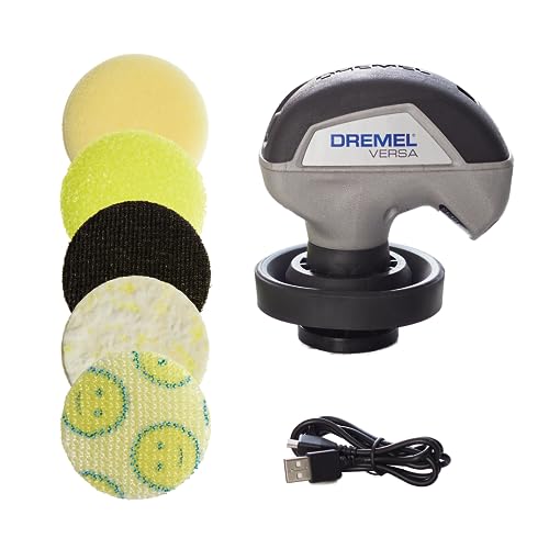 Dremel Versa Power Scrubber Kit with 5 Scrub Daddy Cleaning Sponge Pads - Waterproof Cordless Electric Spin Scrubber, High Speed, Multi-Surface Cleaning for Kitchen, Household, and Bathroom, PC10-07 - style: Versa Kit + 5 Scrub Daddy Pads