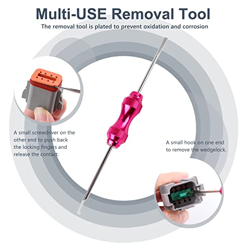 Newdeli 338 pcs Deustch Connector Kit 2 3 4 6 8 12 Pin Connectors with Deutsch Crimping Tool and DT Connector Removal Tool Size 16 Solid Terminal Contacts(14-20AWG) - size: DT Connector 338 Pcs Multi-Pin Kit
