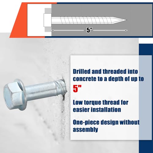 Tandefio 100 Pack 1/2 x 5 Concrete Anchors and Screw Kits Galvanized - size: 1/2" X 5"
