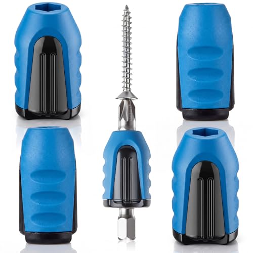 Ripeng 5 Pcs Magnetic Screw Holder Rings, 1/4 Inch/ 6.35 mm Screwdriver Driver Bits Magnetizer for Electric Drill and Hand Tools (Blue) (5, Blue) - color: Blue