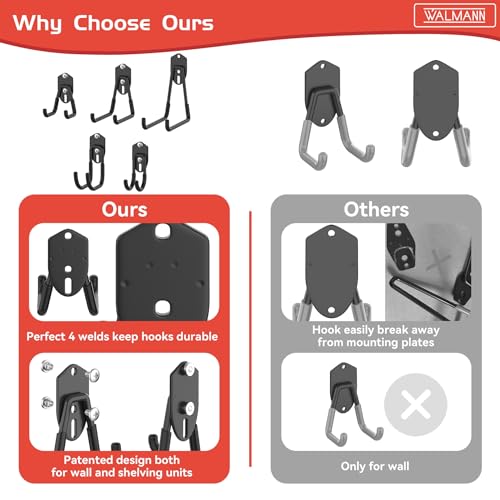 WALMANN Garage Storage Hooks, Wall Mount Utility Hooks for Tools, Black - style: Black Hook
