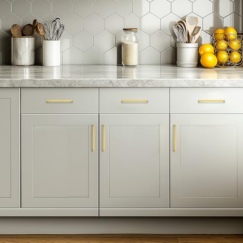 JOY DECOR Gold Cabinet Handles Square Cabinet Pulls, 7-1/2 Inch CC, 10 Pack - size: 7-1/2 Inch Hole Center