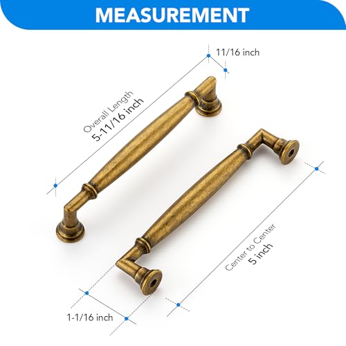 HOME EDIT Antique Brass Cabinet Handles 5 Inch Pulls 20 Pack - color: Antique Brass, size: 5 inches Hole Center