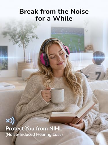 Dr.meter Hearing Protection Ear Muffs, Ear Protection for Adults Kids 34dB - color: Rose