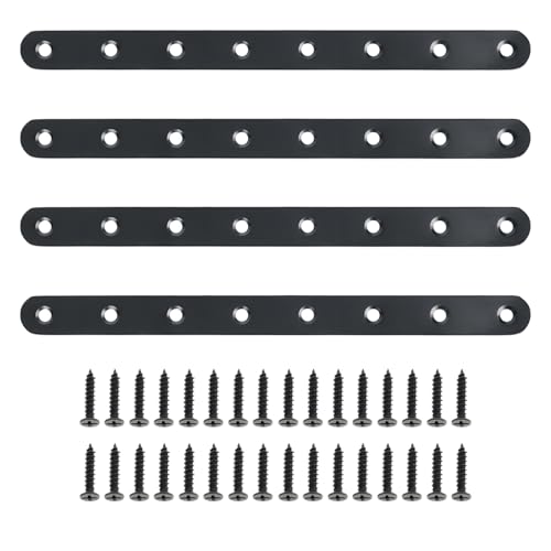 Alise Flat Bracket ,10 Inch Black Mending Plate Flat Brace for Wood Shelves - color: Black, size: 10 Inch