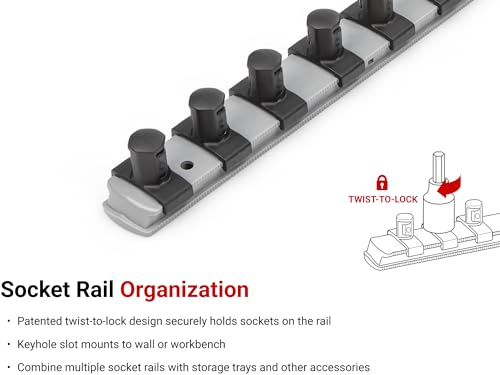 TEKTON 1/2 Inch Drive Socket Organizer Set | OST22220 - color: Gray, size: (30-Tool), style: 3-Rail