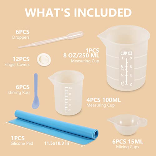 KISREL Silicone Measuring Cups for Resin, with 250&100ml Silicone Cups - size: 250&100ml