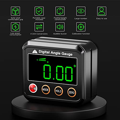 Magnetic Digital Angle Finder Protractor Inclinometer - Mini Digital Level Angle Gauge - Fast & Stable Measurement Tool - Backlit Display & Big Number - Woodworking, Construction