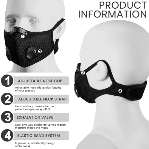 Threlaco 6 Pcs Dust Mask Reusable Respirator Mask - color: Black