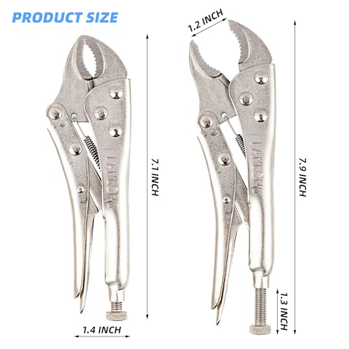 URASISTO 7-Inch Locking Pliers, Curved Jaw Locking Pliers with Wire Cutter, Fit for Clamping Twisting Welding