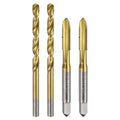 uxcell Metric Tap & Drill Bit Set, 2pcs M6 x 1 Spiral Point Thread Taps and 2pcs 5mm Twist Drill Bits, Titanium Coated HSS6542 Screw Tapping Threading Tools - size: M6 x 1 + 5mm