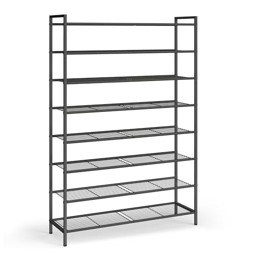 SONGMICS 8-Tier Metal Shoe Rack, Vertical Shelf, Holds up to 40 Pairs - color: Black, size: 8 Tiers (11"D x 32.3"W)