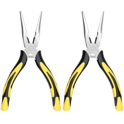 Long Needle Nose Pliers-6’’Soft Grip with Wire Cutter for Home,2pcs - size: Two-6in