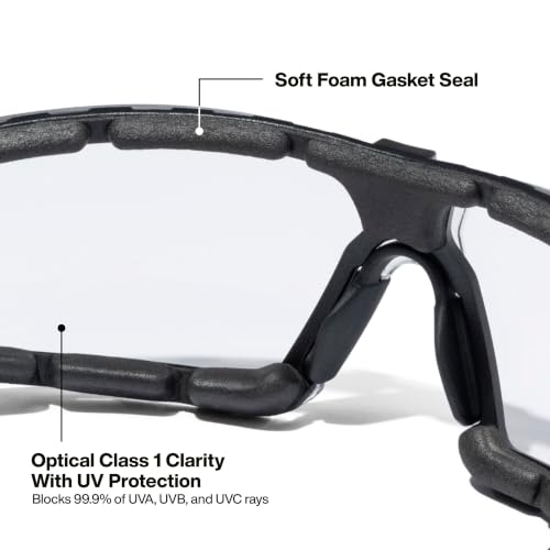 KLEIN TOOLS Low-Profile Gasket Safety Glasses, Clear Lens, Anti-Fog Eye Protection, ANSI Z87.1+ Certified, Protective Eyewear - size: Full-Frame, Clear