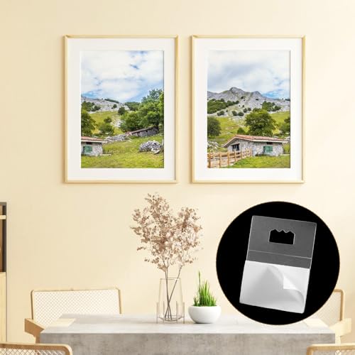 10 Pcs Picture Hanging Hooks for Picture Frames Adhesive Plastic Sawtooth Poster Hanger No Hole Picture Hanging Stick on Picture Frame Hooks for Back of Frames