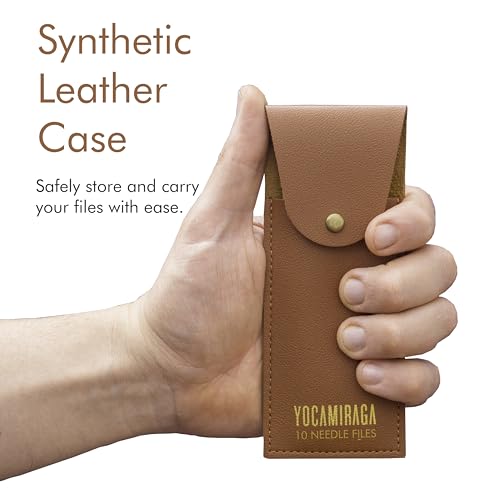 10Pcs Needle File Set, Needle Files Grade T12 Forged Steel, Compat Small File Set for Metal, Wood and Plastic. Needle Files with Convenient Synthetic Leather Storage Case.