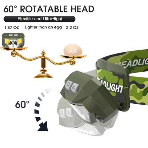 LHKNL Headlamp Flashlight, Lumen Bright Head Lamps LED Rechargeable-Green - color: Green, size: 2 Packs