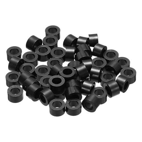PATIKIL 120Pcs ABS Spacers 4mm ID, 7mm OD, 4mm Height Plastic Round Stud Spacer Black Nylon Washers Nut Unthreaded Rubber for M4 Screws Bolts Barrel - size: 4mm ID, 7mm OD, 4mm Height