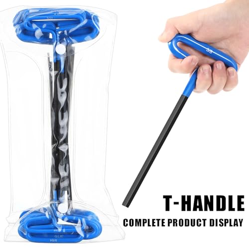 Honoson 10 Pcs T-Handle Allen Hex Key Wrench Set 9 Inch 3/32-3/8,Blue - color: Blue