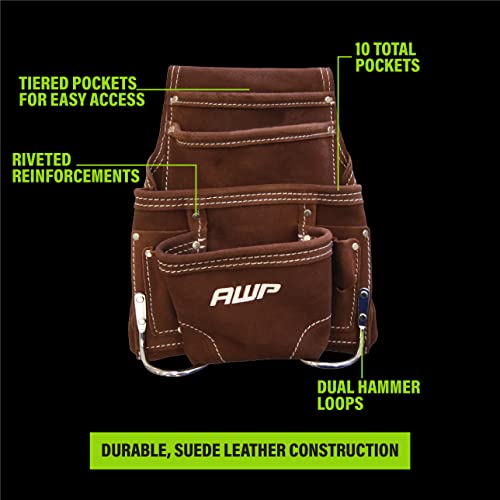 AWP Tool Pouch, Electrician Tool Pouch, Premium, Professional Multi-Pocket Organizer - size: 1 Pack, style: 10 Pocket Tool Pouch