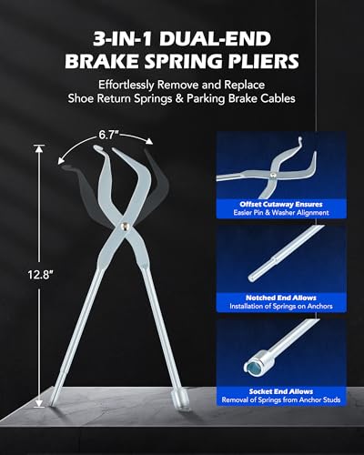 OMT 17pc Drum Brake Tool Kit with Spring Compressors and Adjusting Spoons