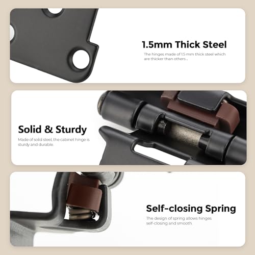 4 Pack 2 Pair Black Cabinet Hinges, 1/2" Semi Wrap Kitchen Hinges - color: Black, size: 1/2" Semi Wrap