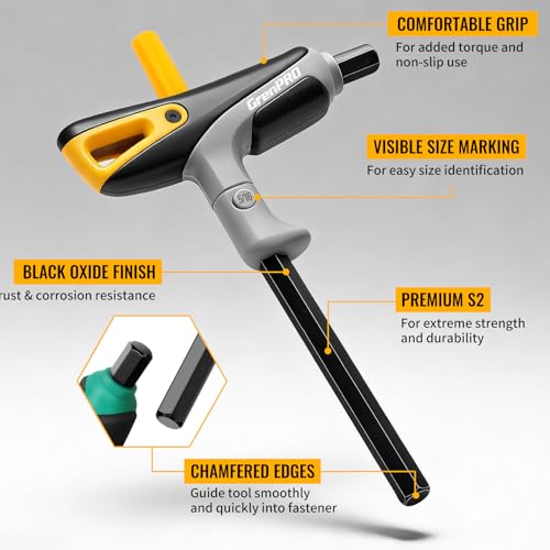 GRENPRO 14PC T-Handle Long Arm Allen Wrenches Sets Metric &SAE Box Hex Key - style: 14 Pieces T-Handle Allen Wrench Set Metric and SAE