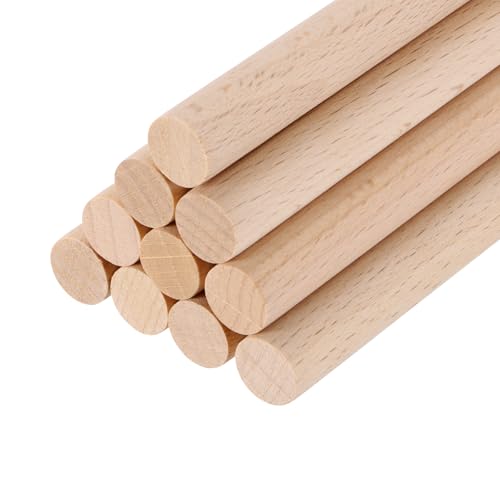 MECCANIXITY Wooden Dowel Rods,(8mm) 1/4 x 8 Inch Round Wooden Rod Unfinished Solid Wood Sticks Crafts Wand for Arts Decoration, Craft and DIY Projects Wand,Pack of 10 - size: (8mm)1/4 x 8 Inch