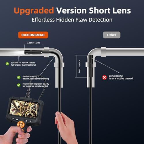 Daxiongmao Borescope 1080P Industrial Endoscope Inspection Camera | Mechanical Tool for Automotive, HVAC, Plumbing, 4.3" IPS Screen, IP67 Waterproof & 16.5ft Semi-Rigid Flexible Snake Probe - size: 16.5 FT