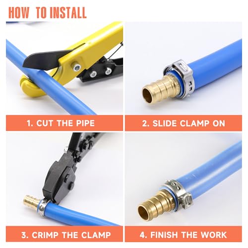 120pcs 1/2 inch PEX Cinch Clamps Rings, 304 Stainless Steel Pex Crimp Rings, Heavy Duty Thickened Single Ear Hose Clamps for PEX Tubing Pipe Fitting Connections - color: 120 Pcs, size: 1/2 inch