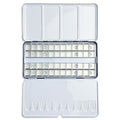FCLUB Watercolor Palette, 48 Wells and 3 Mixing Areas - Empty Half Pans Watercolor Palette with Lid, Folding Paint Tray - style: Tin with 48 Transparent Half Pans