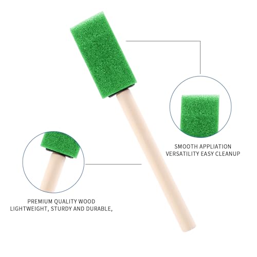 1" Foam Paint Brushes, 100 Pack, 1-Inch Painting Sponges (Green) - color: Green, size: 1"